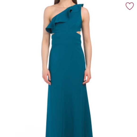 Laundry by Shelli Segal Teal One-Shoulder Gown Size 4 NWT - Picture 2 of 11